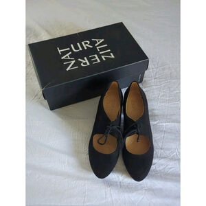 Naturalizer Makenzie Black Faux Suede Tie Block Heel Pump Women's 6.5 Witchy NIB